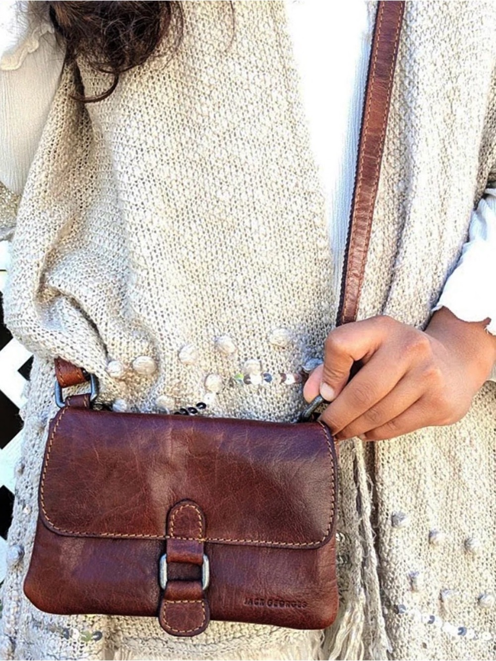 Jack Georges Mini Crossbody Leather Bag Boho Coastal Granola